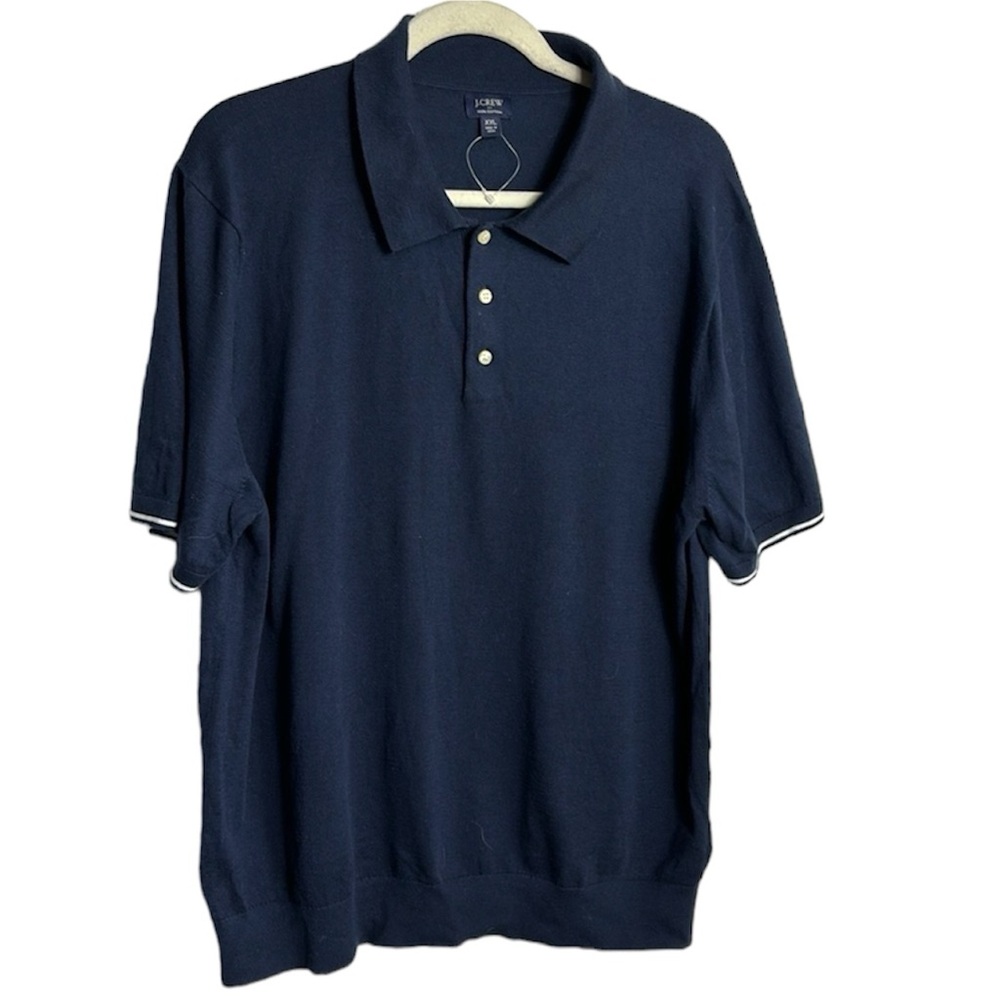 NEW J.Crew Navy Blue Polo ribbed cuff ribbed bottom size XXL 2XL 100% Cotton